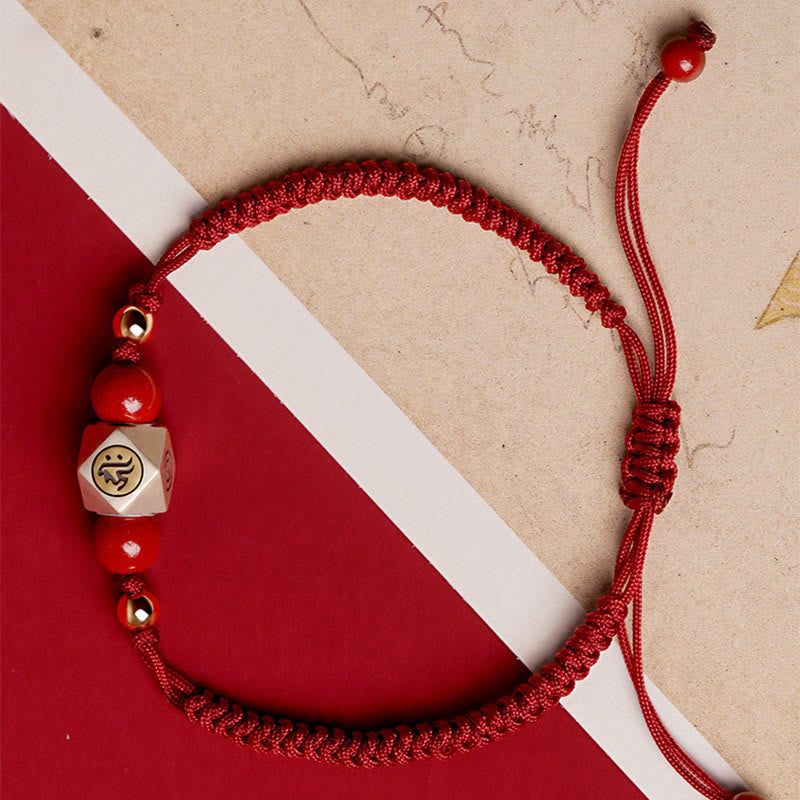 Pulsera trenzada de plata de ley 925 hecha a mano con Buddha Stones , zodíaco chino, Buda natal, cinabrio