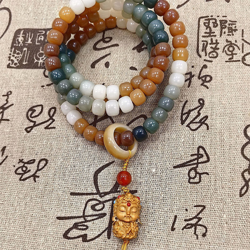 Buddha Stones 108 cuentas Mala gradiente semilla Bodhi Tara verde Buda grabado paz armonía pulsera