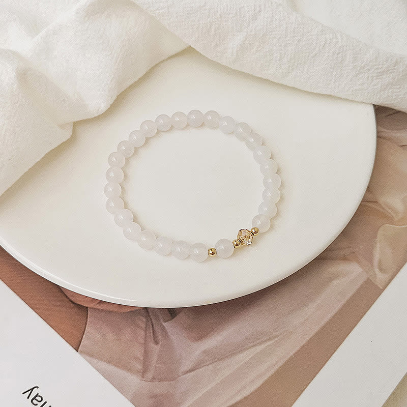 Pulsera curativa de cristal azul, aguamarina, cobre, chapado en oro de 14 quilates, Buddha Stones , ágata blanca, cristal blanco