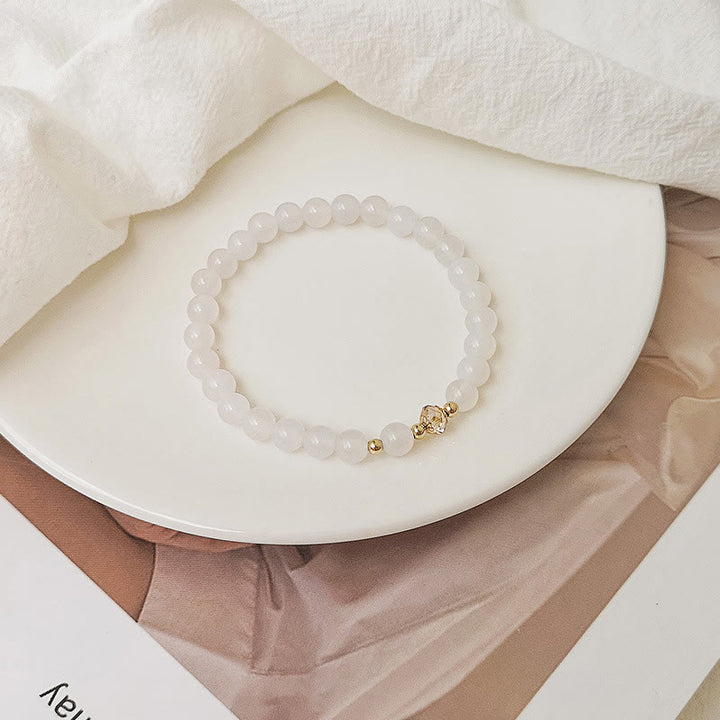 Pulsera curativa de cristal azul, aguamarina, cobre, chapado en oro de 14 quilates, Buddha Stones , ágata blanca, cristal blanco