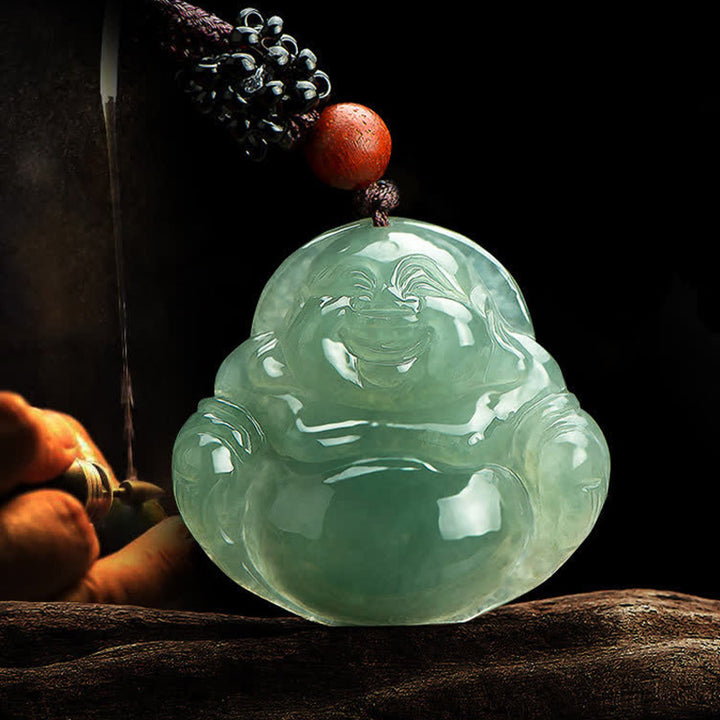 Colgante de collar de cuerda de abundancia de jade de Buda sonriente - image 5