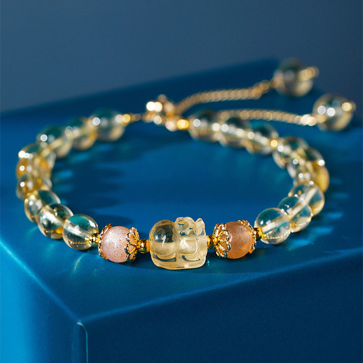 Pulsera curativa PiXiu con Buddha Stones , aguamarina, fresa, cuarzo, amatista, piedra lunar