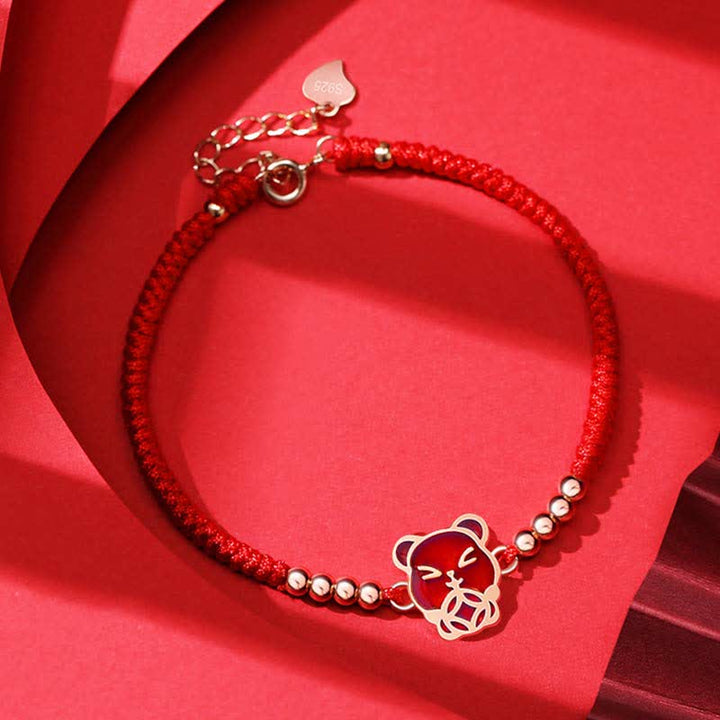 Pulsera de hilo rojo con Buddha Stones de plata de ley 925, zodíaco chino, suerte, fe, decoloración - Rata (circunferencia de la muñeca 15-18 cm) - image 0