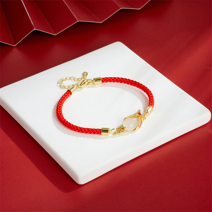 Buddha Stones Calcedonia Suerte Koi Pescado Riqueza Pulsera Collar Colgante