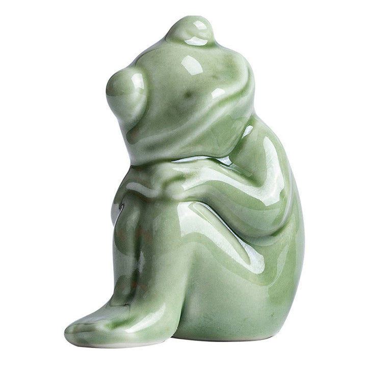 Mini Buddha Stones para meditación, loto pequeño, rana en reposo, cerámica, riqueza, suerte, té para el hogar, figura decorativa para mascotas