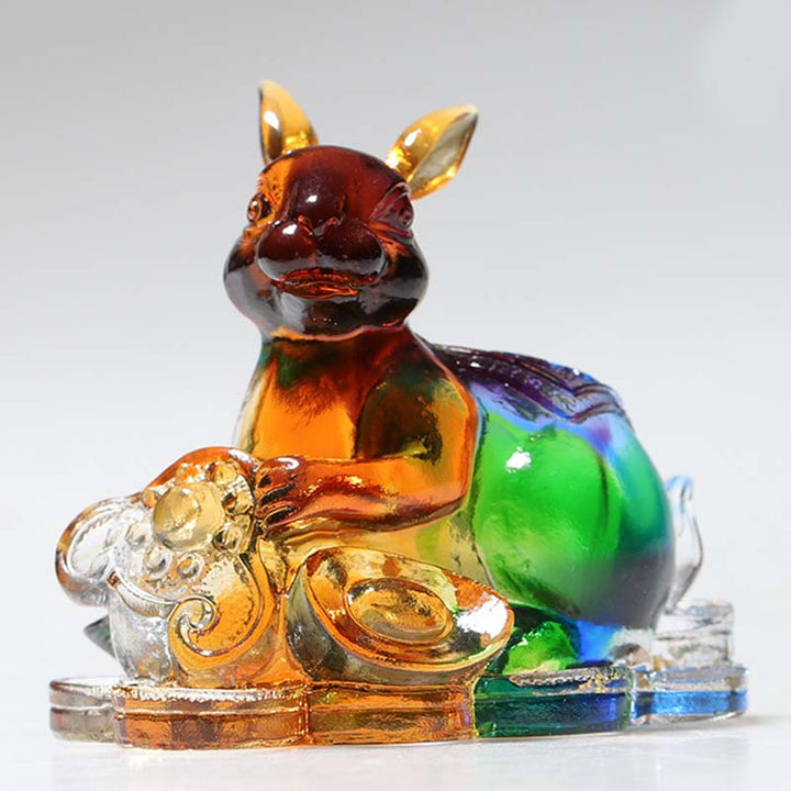 Buddha Stones Año del Dragón hechas a mano 12 Zodíaco chino Liuli pieza de arte con cristal protección decoración de la Oficina del hogar
