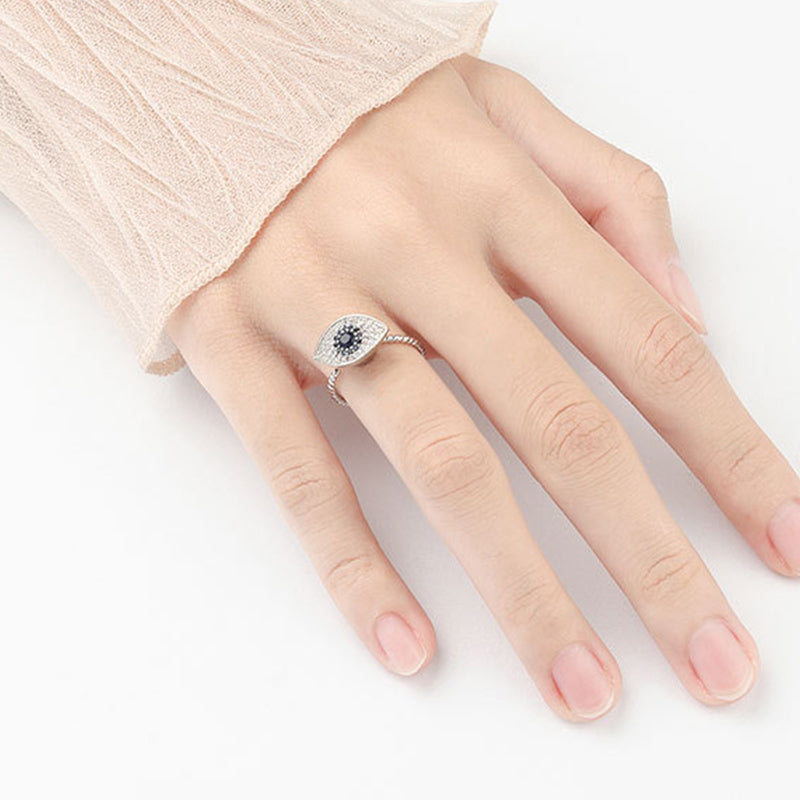 Anillo giratorio de plata de ley 925 con protección contra el mal de ojo
