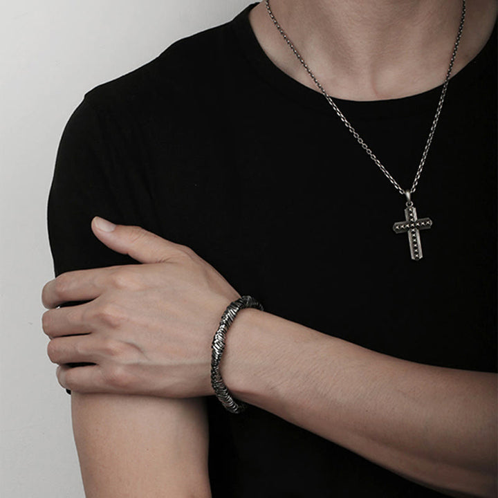 Pulsera de cadena curativa de riqueza con diseño trenzado vintage de plata de ley 925 con Buddha Stones