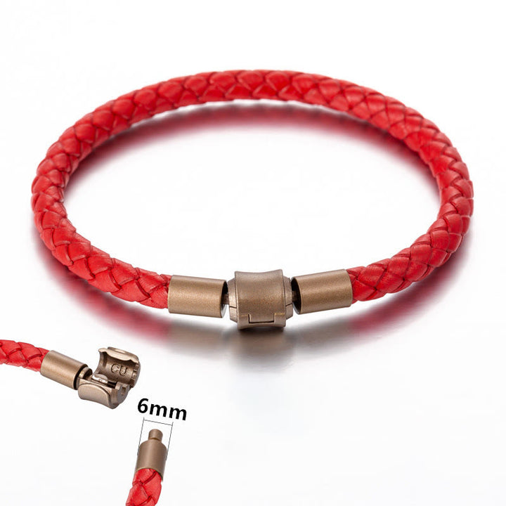 Pulsera de cuerda trenzada de la suerte con cuerda de cuero vintage de Buddha Stones