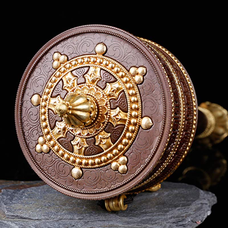 Rueda de oración tibetana Seis palabras verdaderas Decoración de equilibrio de cobre - image 1