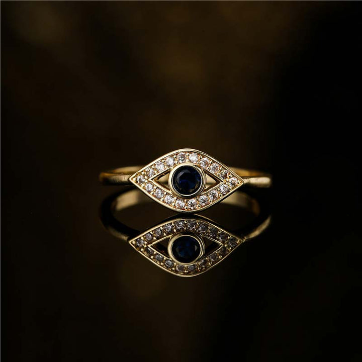 Anillo de cobre con bendición de protección contra el mal de ojo con Buddha Stones