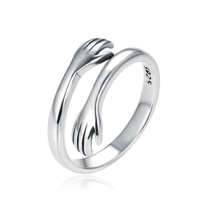Anillo para pulgar con abrazo de amor en plata de ley 925 con Buddha Stones