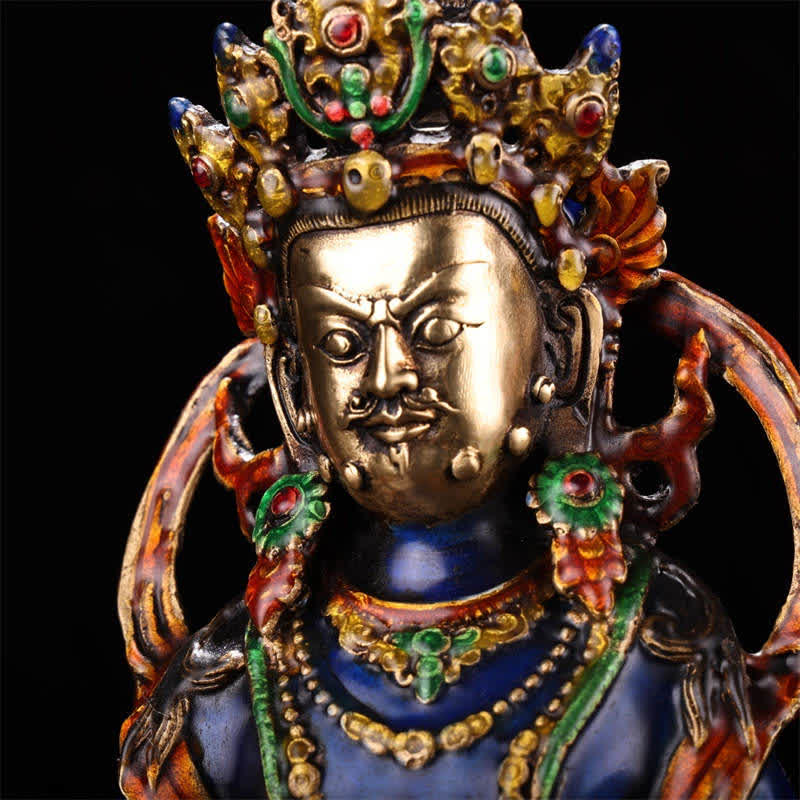 Estatuilla amarilla de Jambhala Bodhisattva, estatua de cobre de serenidad, decoración del hogar