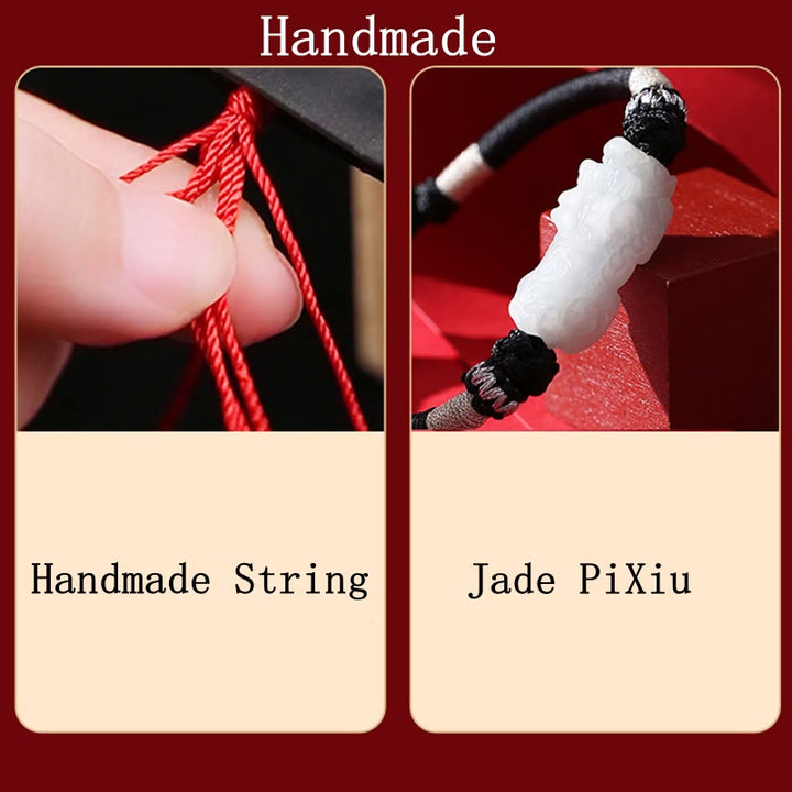 Pulsera de cuerda trenzada de Buddha Stones hecha a mano de Jade Natural PiXiu suerte prosperidad - image 11