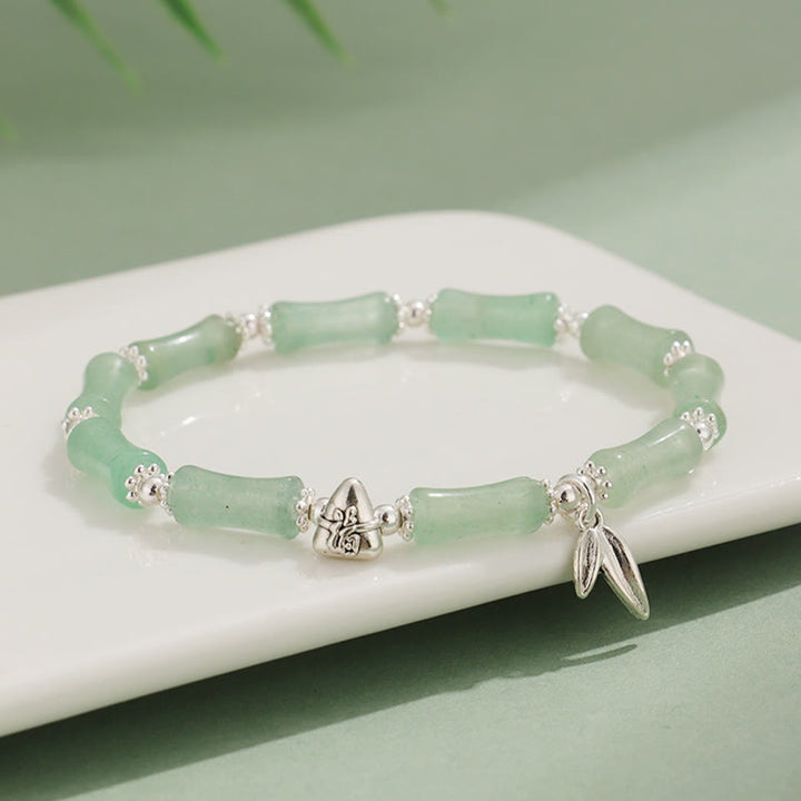 Buddha Stones Peridoto Jade Blanco Fresa Cuarzo Aventurina Verde Bambú Fu Carácter Suerte Pulsera