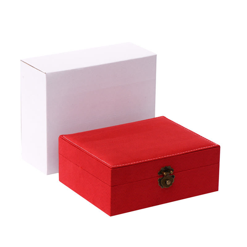 Caja organizadora de joyas de diseño Simple con Buddha Stones, caja de almacenamiento de joyas de dos capas, caja de franela con cerradura - image 21