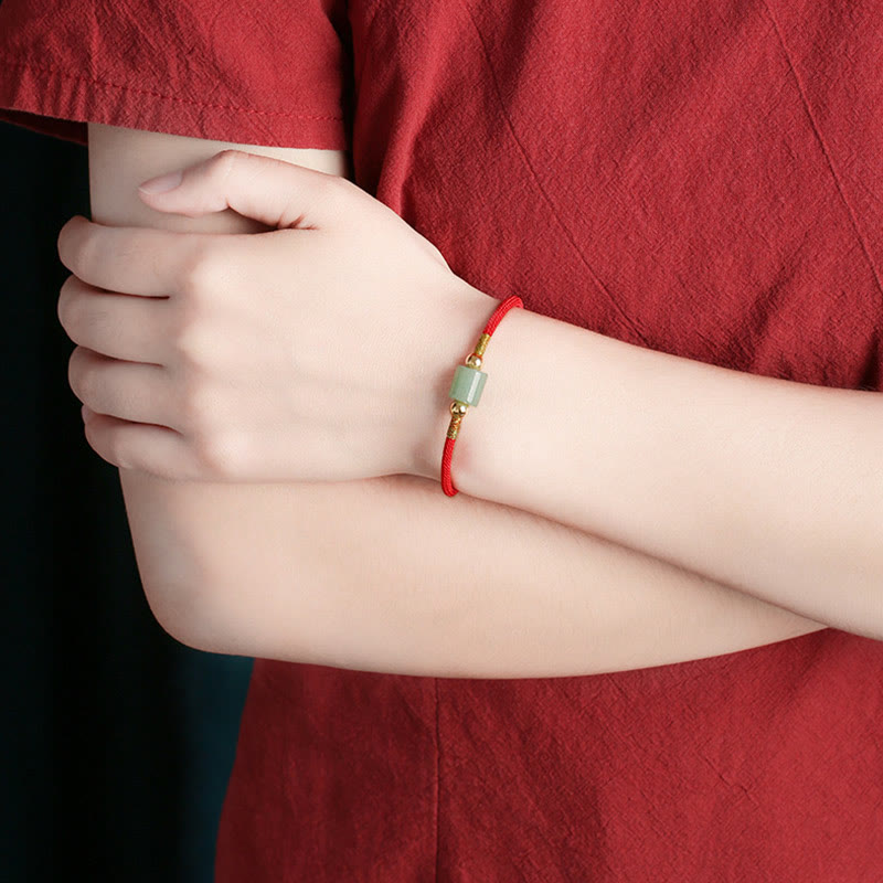 Pulsera de cuerda trenzada hecha a mano con Buddha Stones, Aventurina verde, piedra roja, malaquita, protección de la suerte, Tíbet