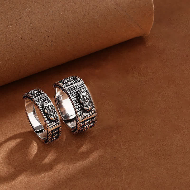 Anillo de pareja con Buddha Stones Lucky FengShui PiXiu, ruedas de oración de riqueza