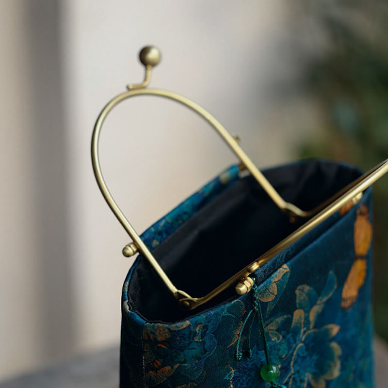 Bolso bandolera con cadena de metal, diseño de Buddha Stones y mariposas