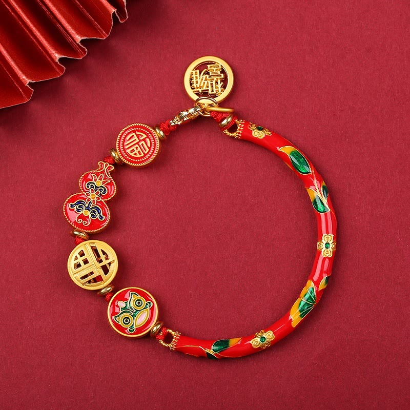 Pulsera de la suerte de la riqueza del león de la felicidad de la fortuna de la calabaza tibetana