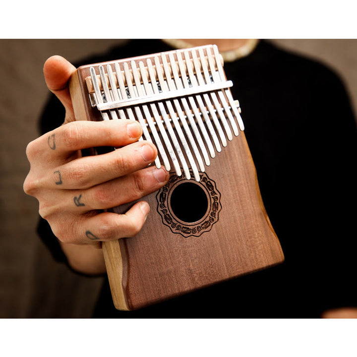 Buddha Stones Kalimba 17 teclas Piano de pulgar madera de caoba Acacia nogal Piano de dedo portátil