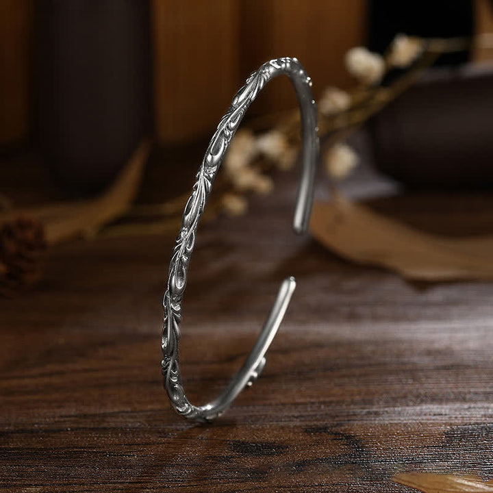 Brazalete de plata de ley 925 con diseño de vides hechas a mano