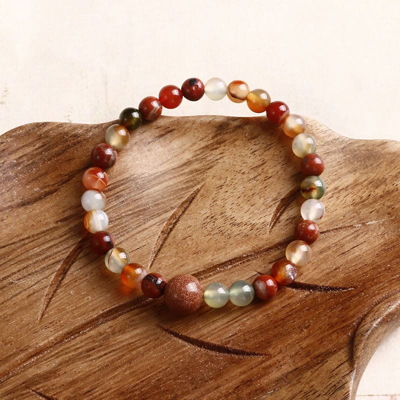 Pulsera de protección de ágata jaspe de sedimento marino de piedra natural de Buddha Stones