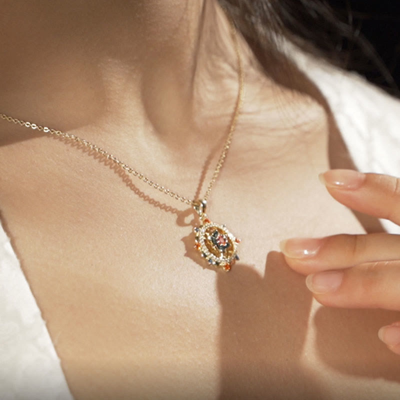 Colgante de collar de nuevo comienzo con Buddha Stones, flor de loto plateada de Ley 925, circonita colorida