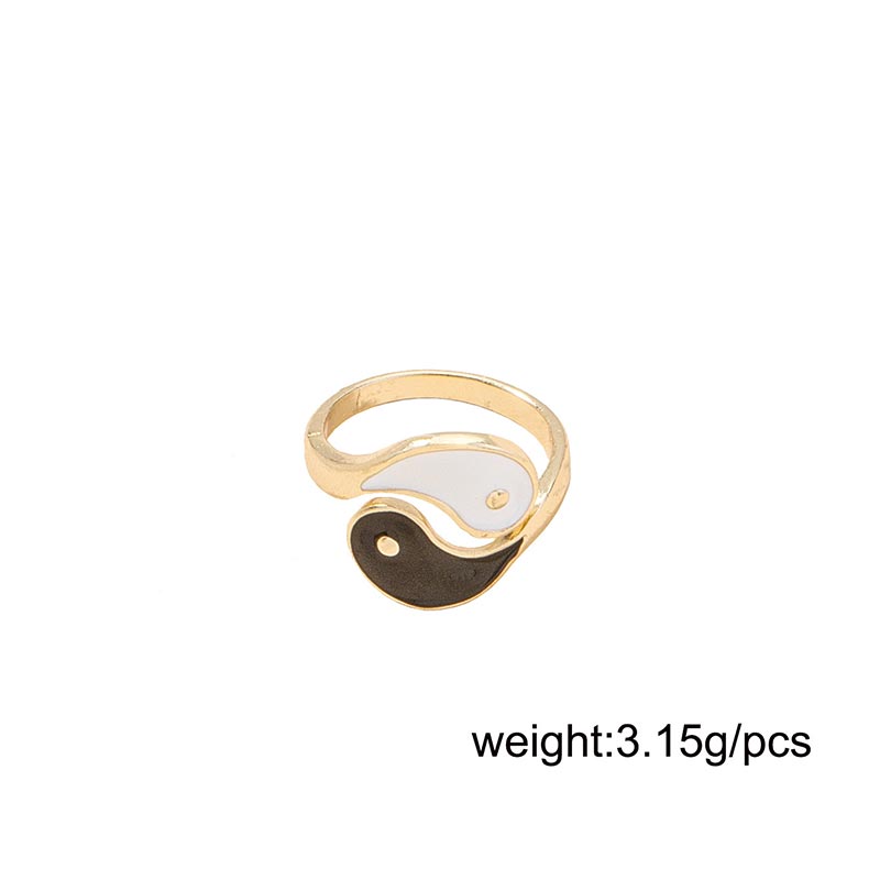 Anillo de pareja de bendición ajustable con símbolo de Yin Yang