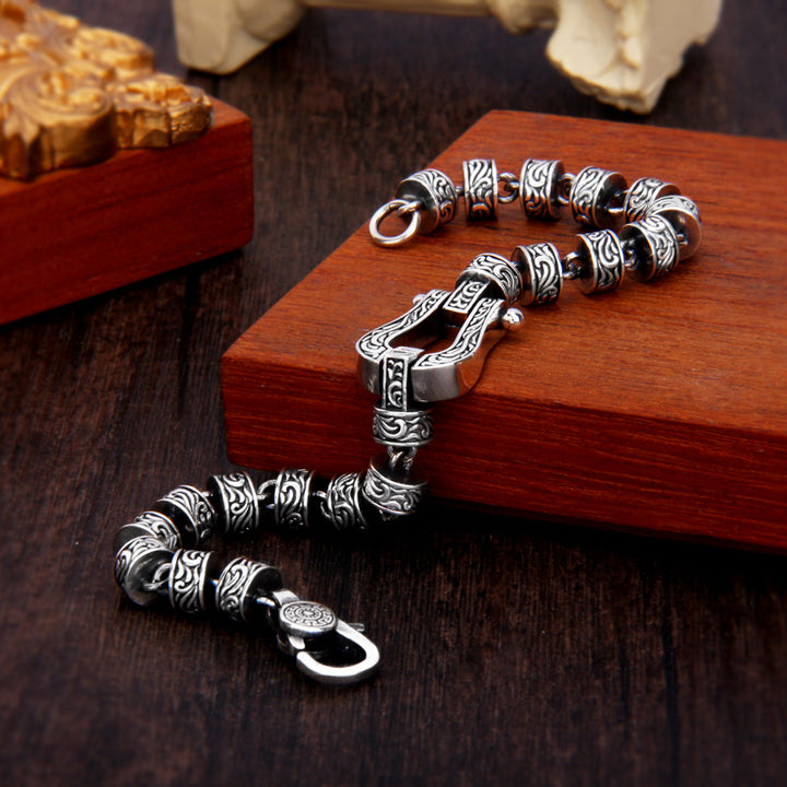 Pulsera con hebilla de la suerte de cobre con diseño de flores de la dinastía Tang de Buddha Stones