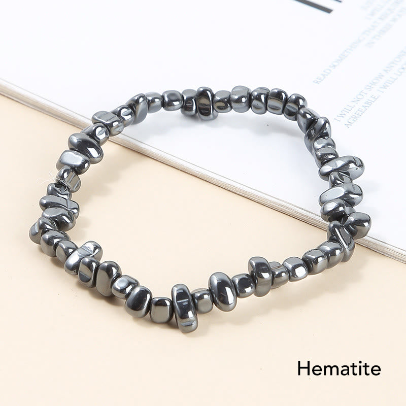 Pulsera calmante de calidez de piedra de cristal de forma irregular natural - Hematita (circunferencia de la muñeca: 15-18 cm) - image 22