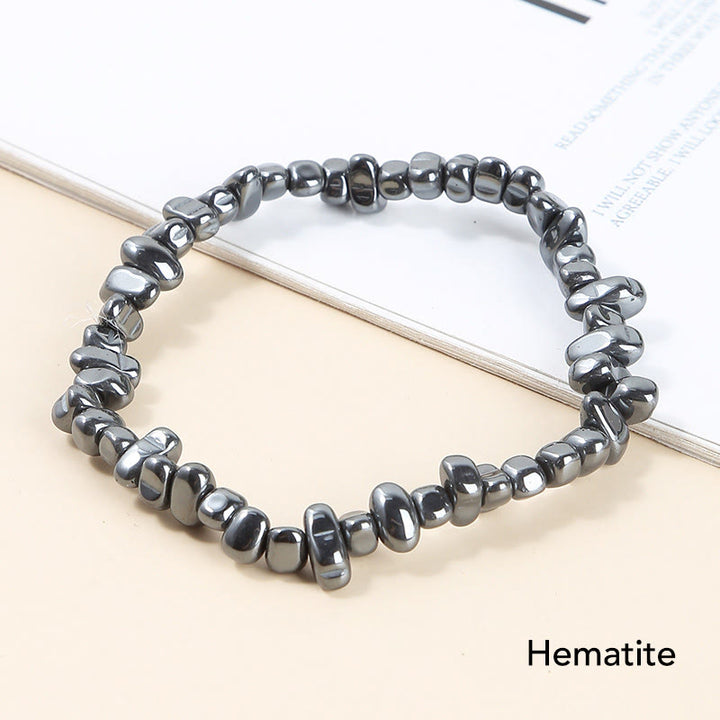 Pulsera calmante de calidez de piedra de cristal de forma irregular natural - Hematita (circunferencia de la muñeca: 15-18 cm) - image 22