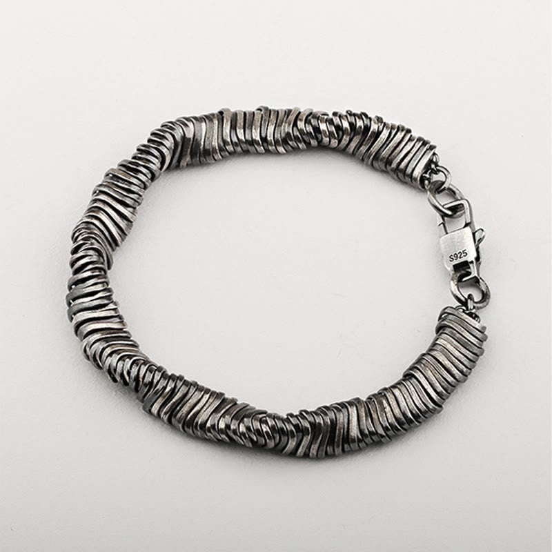 Pulsera de cadena curativa de riqueza con diseño trenzado vintage de plata de ley 925 con Buddha Stones