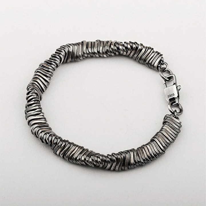 Pulsera de cadena curativa de riqueza con diseño trenzado vintage de plata de ley 925 con Buddha Stones