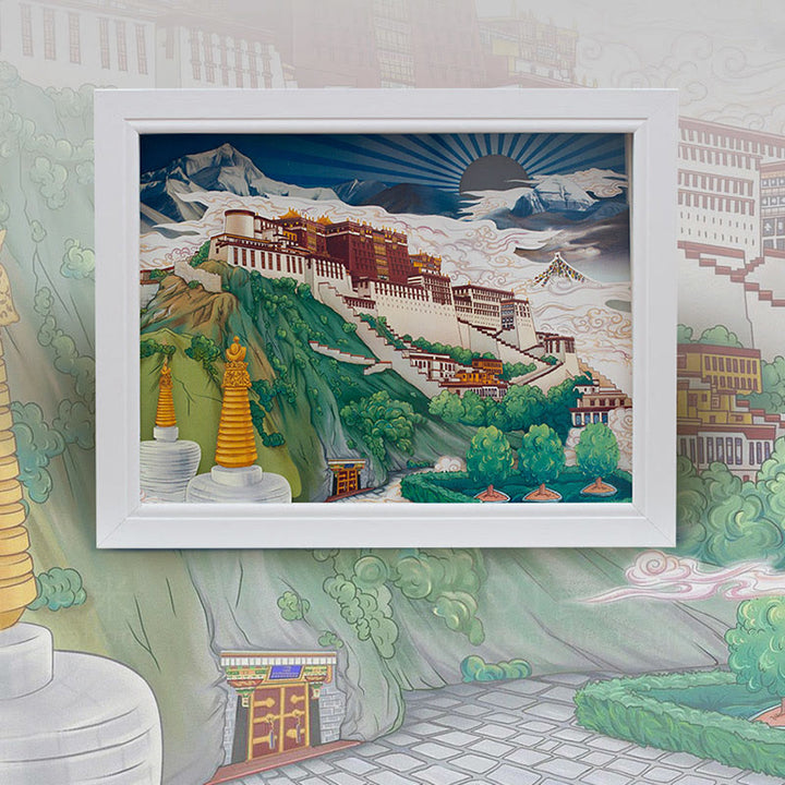 Lámpara LED de papel del Palacio Potala del Tíbet, luces artísticas de noche, lámpara de mesa LED creativa