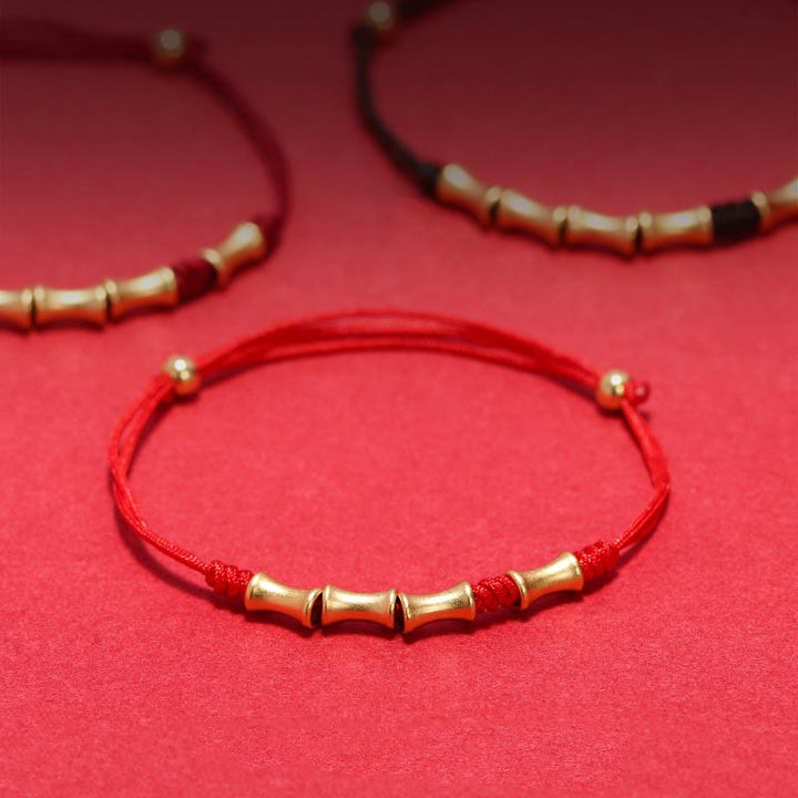 Pulsera trenzada de la suerte con diseño de bambú de plata de ley 925 con Buddha Stones