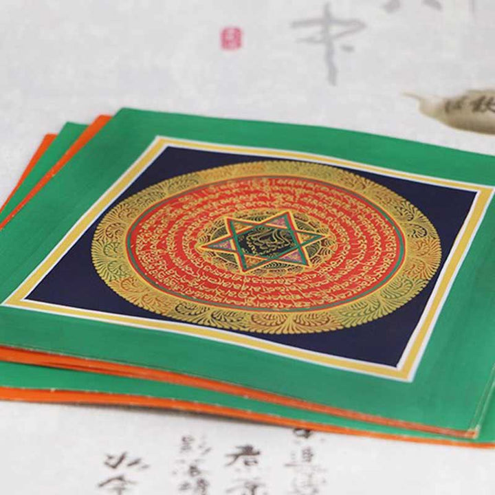 Caja ciega tibetana hecha a mano con pintura Thangka, bendición espiritual, patrón de Color aleatorio