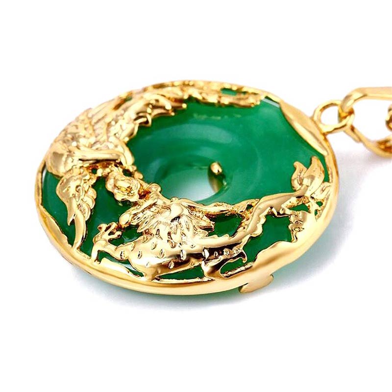Collar de prosperidad de jade natural con Buddha Stones