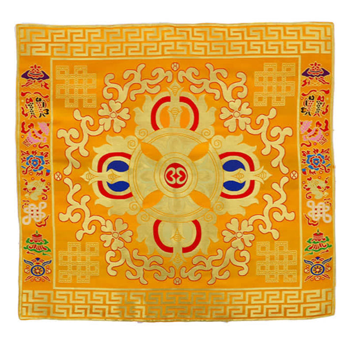 Tapete para altar de oración con nudo sin fin, tapete para meditación curativa, 8 símbolos auspiciosos, camino de mesa