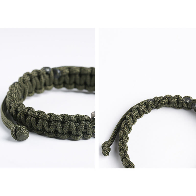 Pulsera de cuerda trenzada con diseño de bala de plata de ley 925 con Buddha Stones