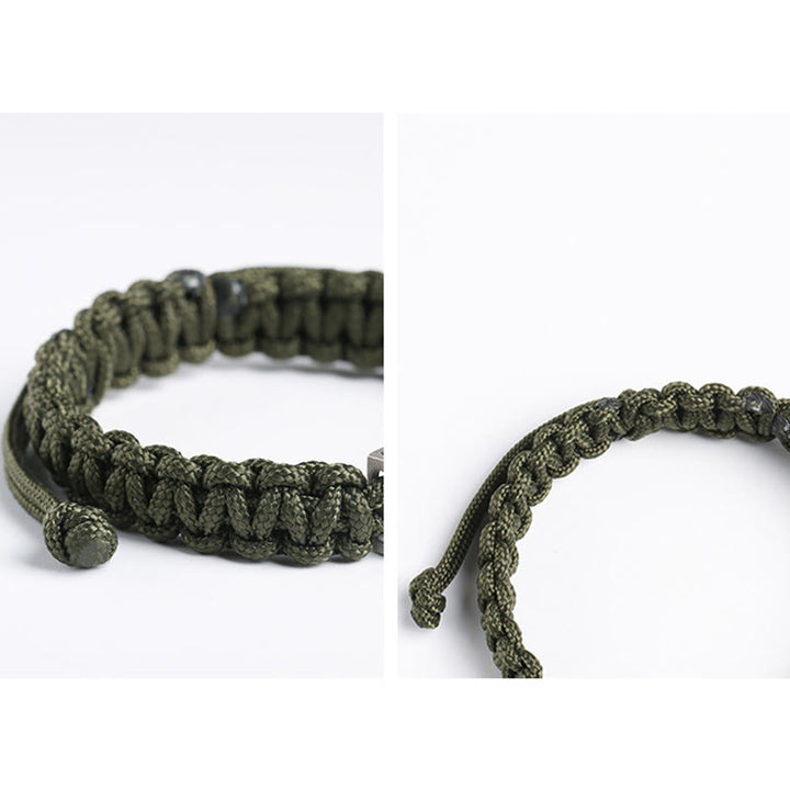 Pulsera de cuerda trenzada con diseño de bala de plata de ley 925 con Buddha Stones