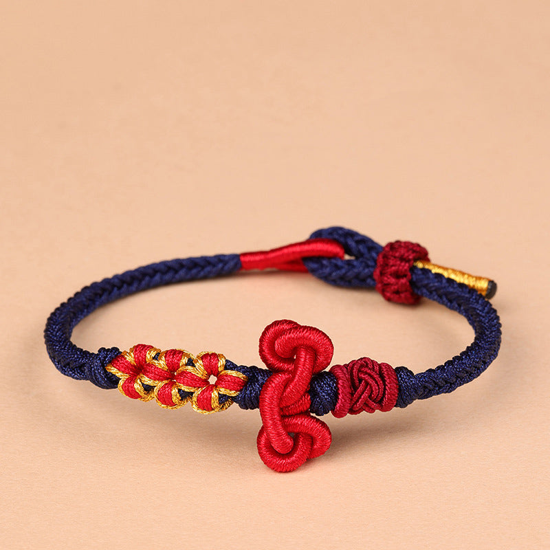 Pulsera de cuerda trenzada hecha a mano con Buddha Stones , nudo Wenchang, fuerza de la suerte