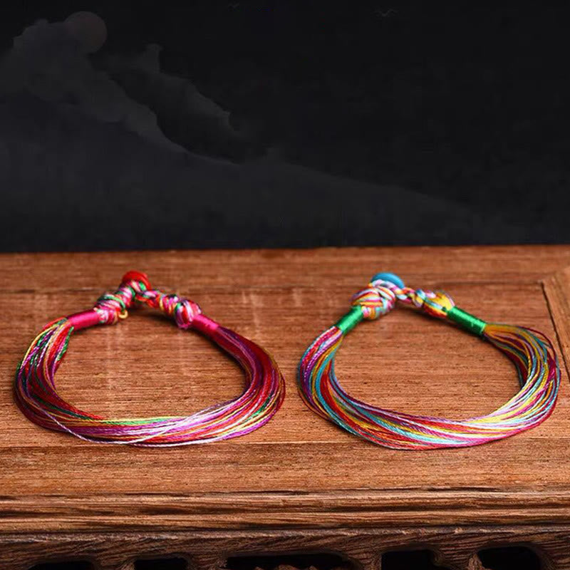 Buddha Stones tibetanas hechas a mano, cinco hilos coloridos, dragón, barco, Festival, protección, pulsera de cuerda para niños y adultos