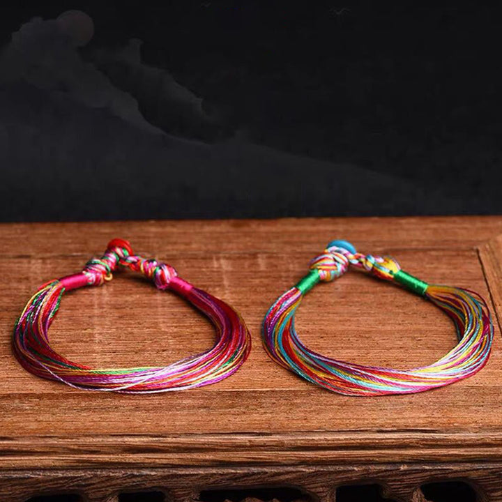 Buddha Stones tibetanas hechas a mano, cinco hilos coloridos, dragón, barco, Festival, protección, pulsera de cuerda para niños y adultos