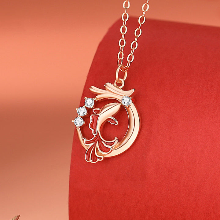 Collar con colgante de plata de ley 925 con Buddha Stones, diseño del año del dragón, pez Koi, Fu, personaje de la suerte