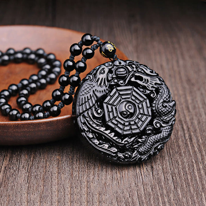 Collar con colgante de obsidiana con diseño de dragón Bagua y Buddha Stones - image 8