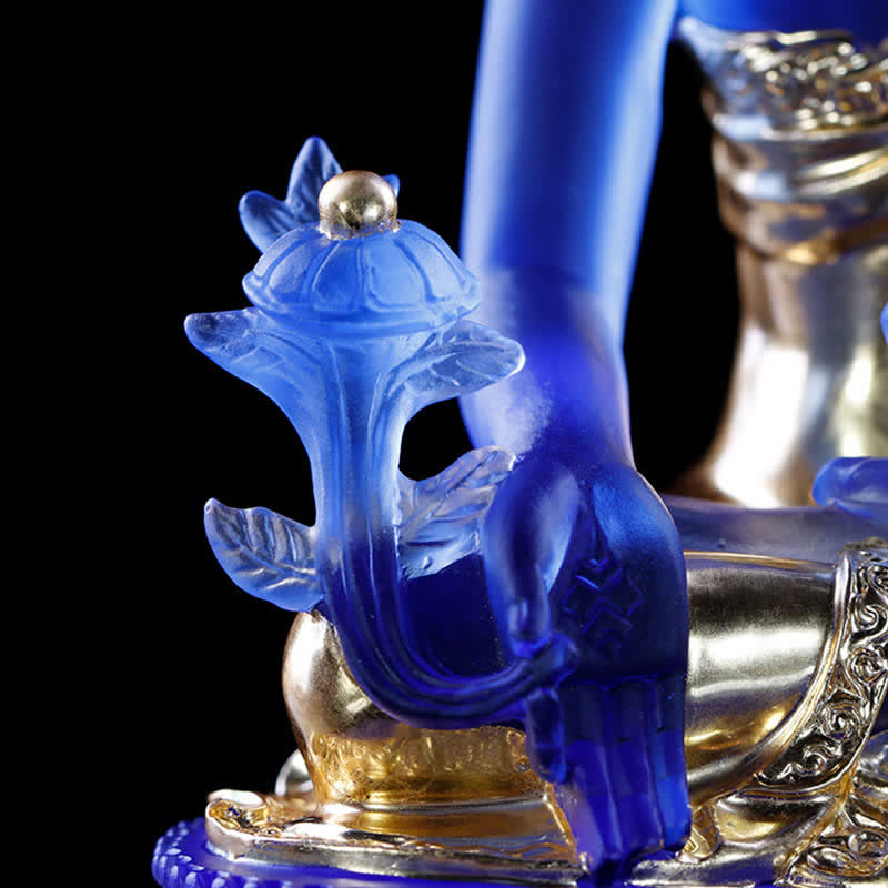 Buda medicinal hecho a mano Liuli Crystal Art Piece estatua de compasión decoración de oferta en casa y oficina