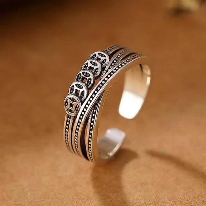 Anillo de la suerte de la riqueza de la moneda de cobre