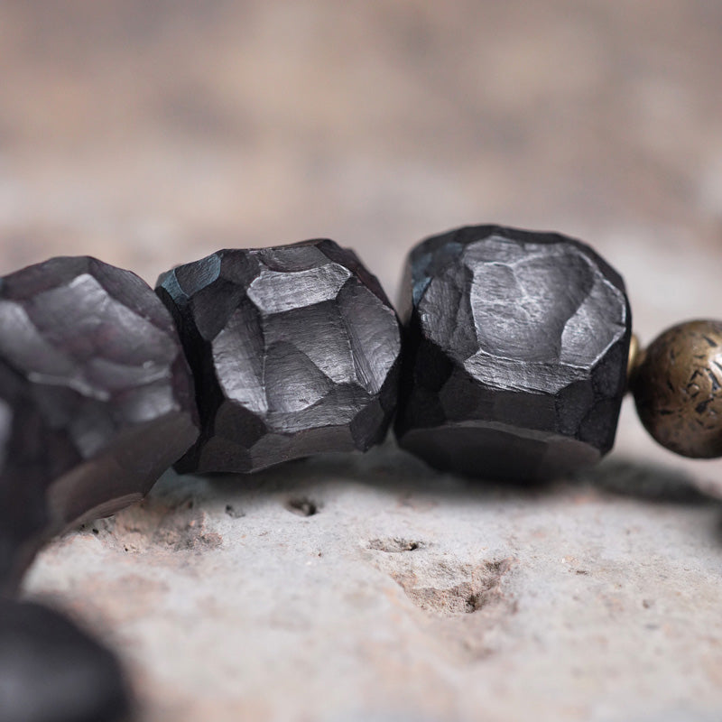 Pulsera de pareja de confianza con Buddha Stones, piedra ojo de águila, madera de ébano, cobre