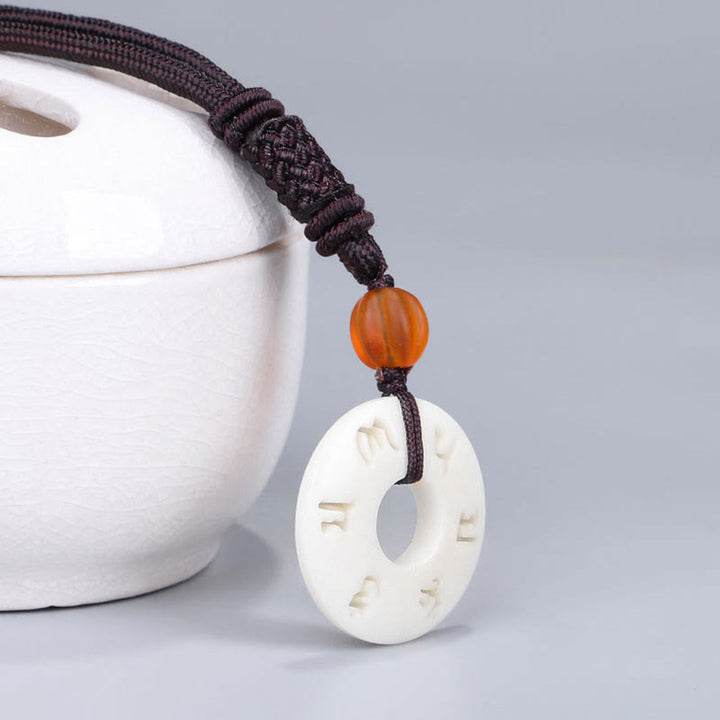 Colgante de collar de protección grabado con Buddha Stones, fruta de marfil, Om Mani Padme Hum - image 6